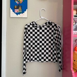 B+W Checkered Crop Hoodie | M